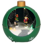Kerstbal met verlichting - groen schaatsers