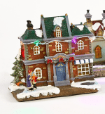 Kerst huis verlicht - blauw/wit kapje - Afbeelding 2