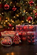 Set Kerstballen rood - 12st - Afbeelding 2
