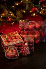 Set Kerstballen donkerrood - 48st - Afbeelding 3