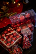 Set Kerstballen rood - 6st - Afbeelding 2