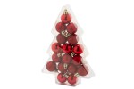 Set Kerstballen rood - klein - 17st