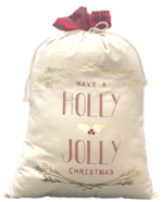 Katoenen kerstzak "HOLLY JOLLY CHRISTMAS"